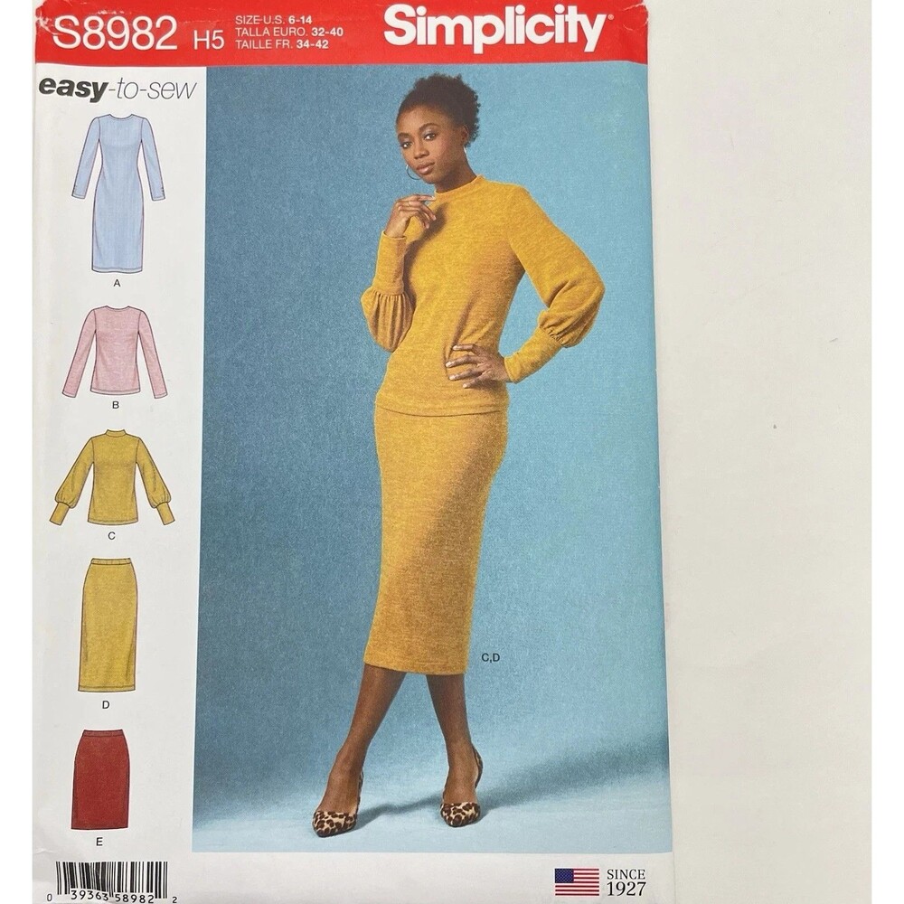 Simplicity S8982 Sewing Pattern MissesKnit Sweater - H5 (6-14) - New Uncut